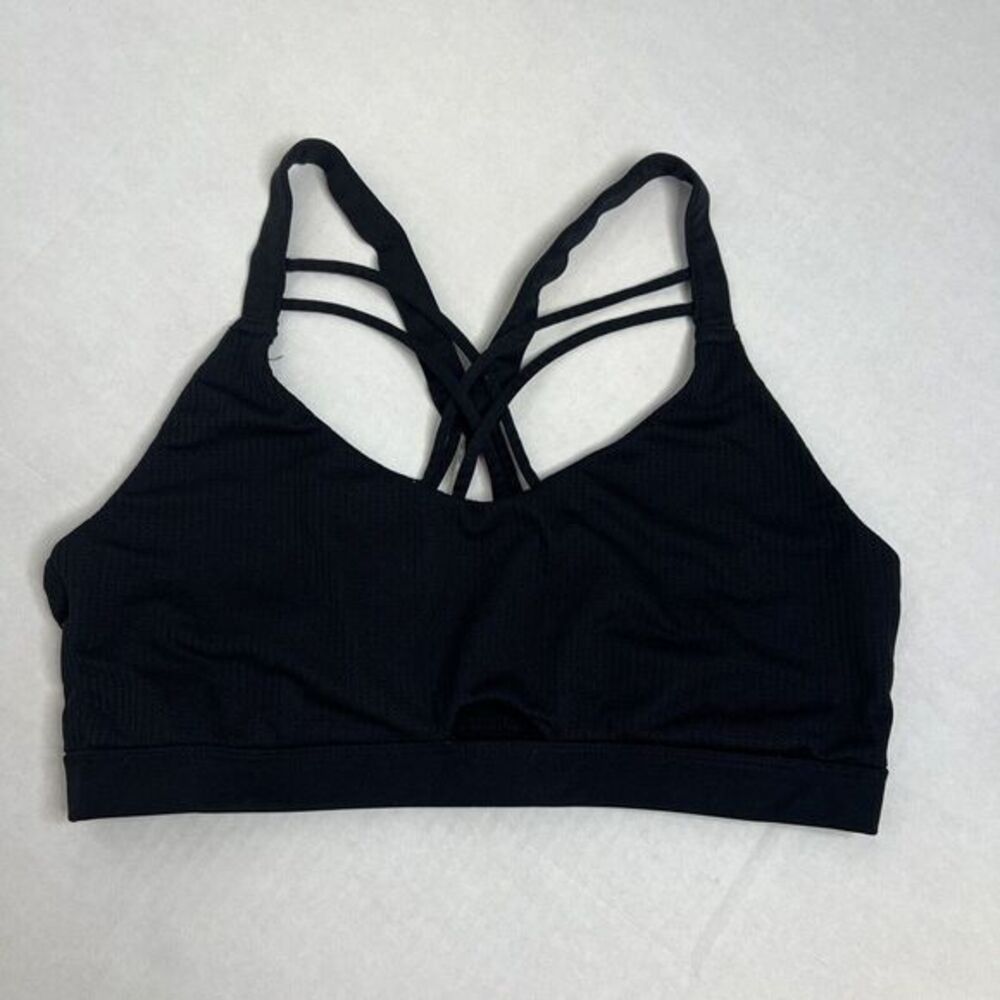 RBX Women's Black Mesh Sports Bra with Criss Cross Front & Back- Size XL